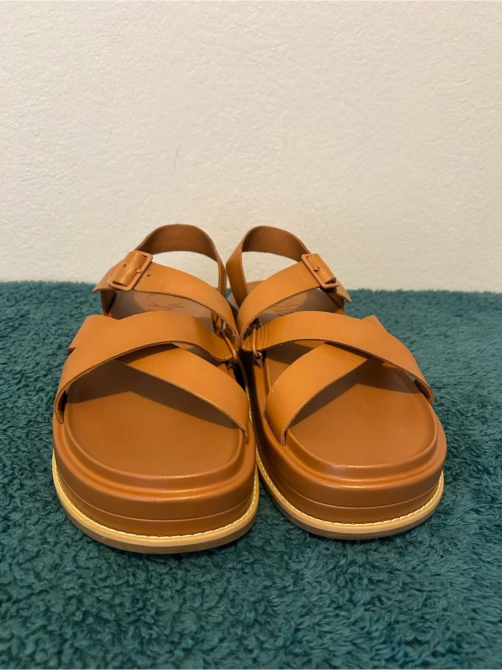 Chaco Women's Tan Leather Platform Sandals